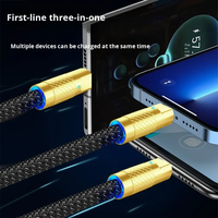 Câble de charge super rapide 3 en 1 tressé robuste 200W USB Type C Micro pour iPhone 14 13 12 11 Pro Max Android