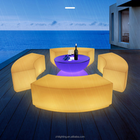 Chaises de bar de plage lumineuses pour événements, ensembles de mobilier solaire d'extérieur, bancs incurvés LED étanches à couleurs changeantes pour le dropshipping