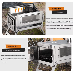 Estufa de Camping Ligera y Desmontable de Acero Inoxidable para Exteriores, Multifuncional, 10L, Plegable, Diseño Dividido - Product Image 5