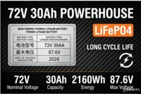 Batterie lithium-ion LiFePO4, tension 12-72V, capacité 20Ah-50Ah, utilisée pour les véhicules électriques, les motos, les tricycles et les batteries