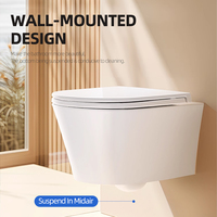 WC monobloc en céramique blanc au design moderne pour salle de bain, fixation murale