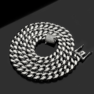 10 عرض INS الرجال النساء الهيب هوب الذهب الفضة عادي سلسلة الارتباط كوبي قلادة - Product Image 4