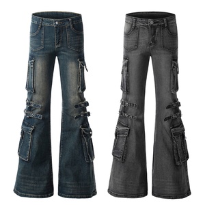 Pantalon droit en jean Y2K Spicy Girl 2025, style cowboy, avec boutons métalliques et délavage clair |   Vente en gros personnalisable - Product Image 5