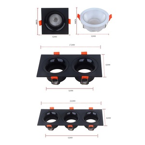 Nouveau support de projecteur LED rond noir MR16/GU10 avec anneau de fixation pour centres commerciaux et restaurants - Product Image 1