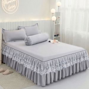 Double Layer Printed <b>Bed</b> Skirts Set with 100% Polyester Fabric 100TC Thread Count Washable All-Season Home Bedding - Product Image 4
