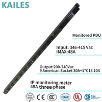 KAILES(KLS) K44I Instrumento de Monitoreo Industrial IP Trifásico de 48A, Serie IP, 9 Enchufes L6-30 de 30A, 1 Enchufe C13 de 10A