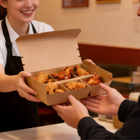 Boîtes à repas jetables personnalisées en papier kraft de qualité alimentaire à 1/2/3/4/5 compartiments, boîtes à salade, boîtes à repas multi-compartiments, boîtes à emporter