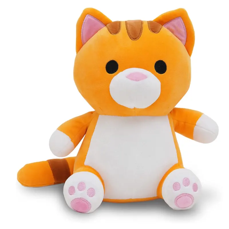 Peluche suave de gato feliz para bebé, juguete de peluche suave de marca sonriente, OEM