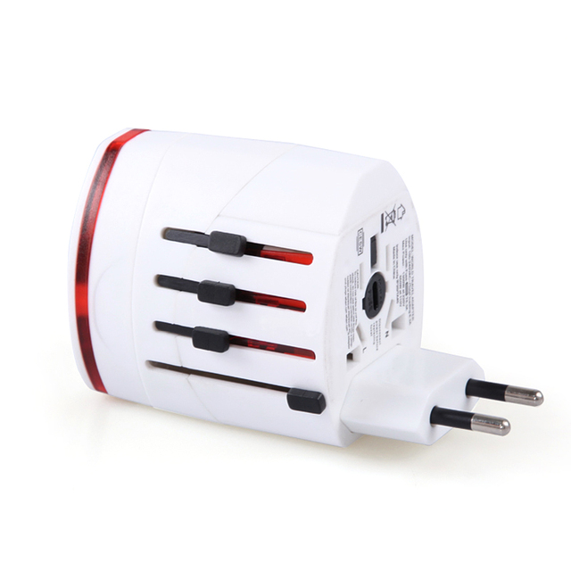 All in One Universal International Plug Adapter 2 USB Port World Travel AC Power Charger Adaptor with AU US UK EU Converter Plug