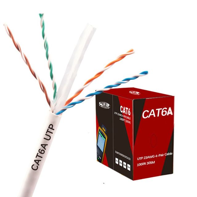 XUNJIE Manufacturer's Cat6a Network Cable 305M UTP PVC 23AWG LSZH Solid Conductor 10 Gigabit 500MHz Ethernet LAN 8-Conductor