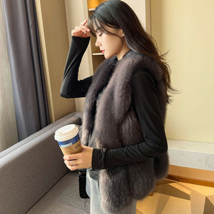 Chaleco de Invierno sin Mangas para Mujer, con Parches de Piel Sintética, Cálido y Suave, Abrigo de Moda - Product Image 3