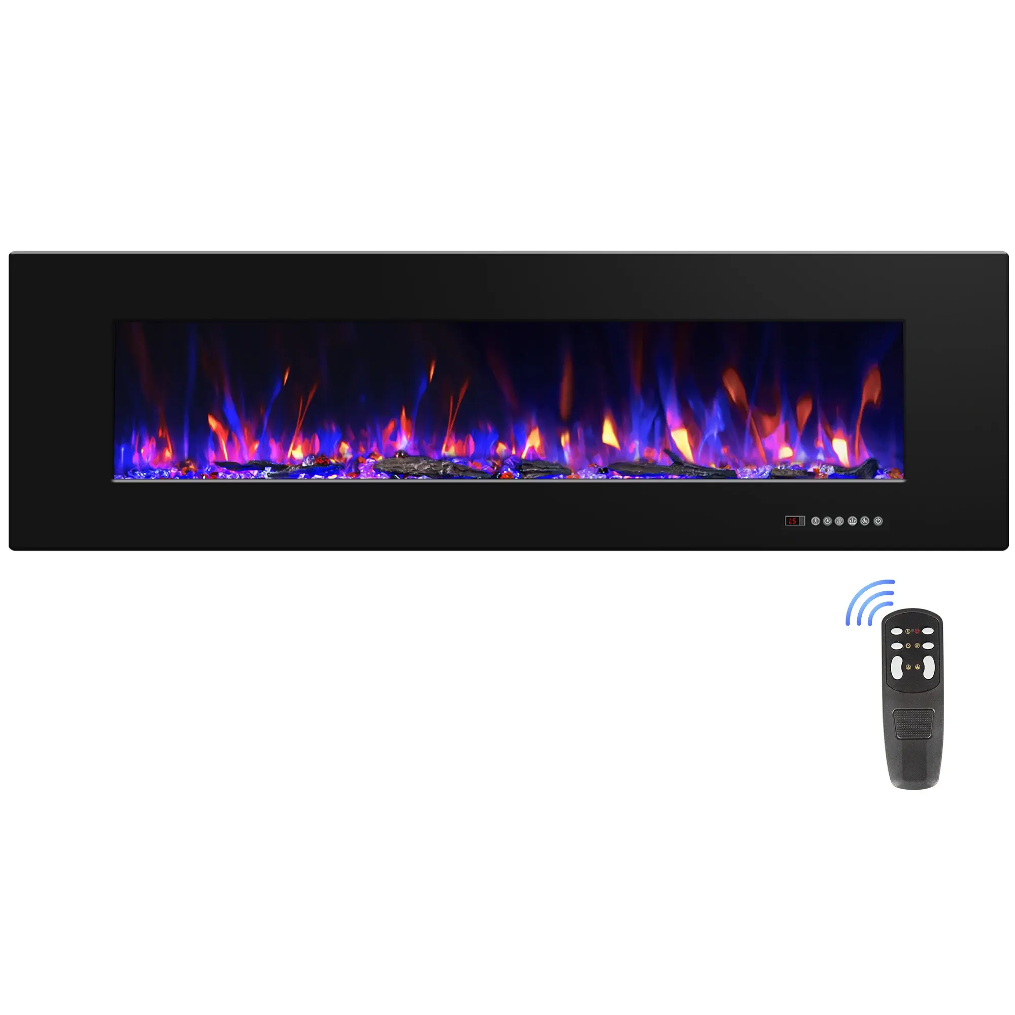 Dreamflame 50 Zoll schwarz wandmontage nicht für Einbaukamine elektrische Heizung dekorativer Kamin mit Thermostat