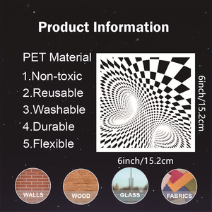 Set di 9 <span class=keywords><strong>Stencil</strong></span> 3D Ecologici in Plastica per Pittura Riutilizzabile, Modelli per Decorazione Murale - Product Image 2
