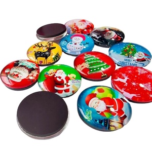 Imanes Redondos de Vidrio para Refrigerador con Diseño de Santa Claus, Regalos Promocionales Navideños - Product Image 3