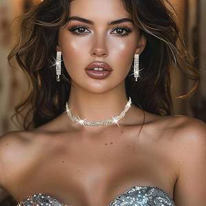 Conjunto de joyería de boda para novias damas de honor collar de diamantes de imitación de plata pendientes conjuntos de pulsera joyería conjuntos de joyería de graduación para mujer - Product Image 4