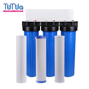 Botella de filtro triple Yunda de 20 pulgadas para purificador de agua doméstico con prefiltro, sistema de filtración de plástico de 3 etapas - Product Image 1