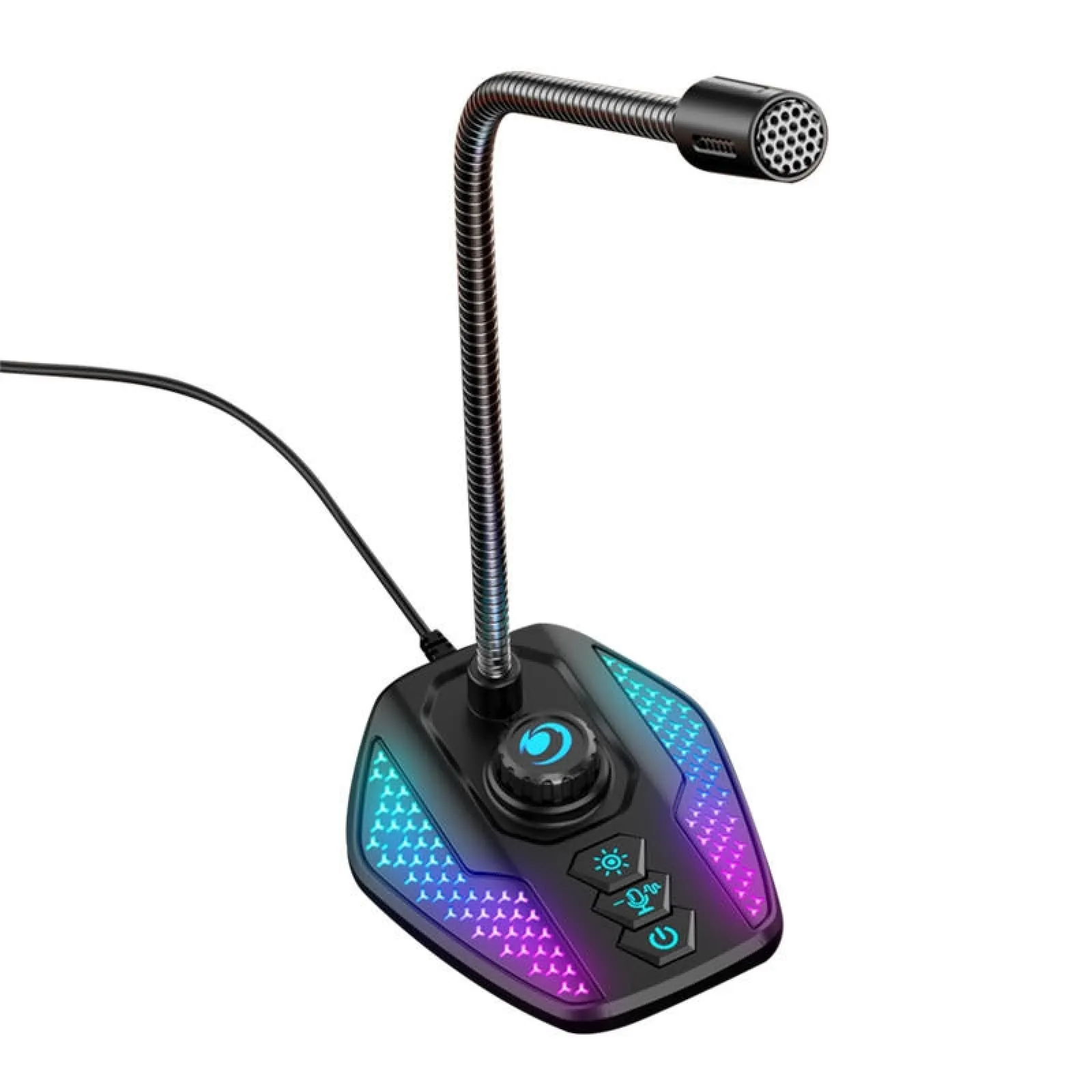 Mikrofon Gaming suara, mikrofon lampu RGB USB siaran langsung Desktop profesional bawaan kartu suara 5 perubahan mikrofon bermain game suara