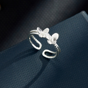 Double Butterfly Open <b>Ring</b> Gold <b>Adjustable</b> Index Finger Jewelry Insect Theme Gift - Product Image 4