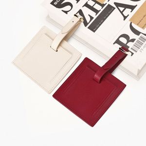 Small Square Luggage <b>Tag</b> Genuine Leather <b>ID</b> <b>Tag</b> with Privacy Window & Adjustable Buckled Strap Travel Luggage Boarding <b>Tag</b> - Product Image 4