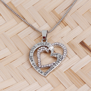 Collar con Colgante en Forma de Corazón y Cadena de Serpiente de Aleación de Zinc, ZRM Fashion, Mi Querida Esposa, El Amor Unifica Nuestros Corazones, Regalo Romántico de Aniversario - Product Image 5