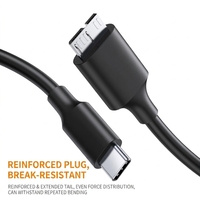 Kabel Data USB 3.0 Tipe-C ke Micro B Kecepatan Tinggi Berpelindung Konduktor Tembaga Murni untuk Komputer Kamera Laptop Ponsel-OEM Grosir