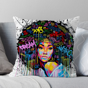 African Girl <strong>Decorative</strong> <strong>Throw</strong> <strong>Pillow</strong> Cover Home Decor with Chic African Graffiti Art Cushion Cases - Product Image 4