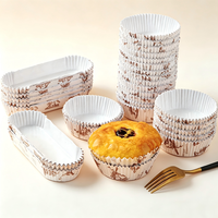 Papier sulfurisé imprimé sur mesure, écologique, jetable, pour cupcakes, avec revêtement PE antiadhésif, forme bateau, pour pâtisserie