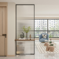 Paravent mobile en verre trempé à effet d'ondulation, panneau décoratif en métal de style chinois moderne