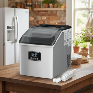 Machine à glaçons en acier inoxydable, capacité de 48 lb, avec écran LCD, pour usage domestique, glaçons carrés - Product Image 2