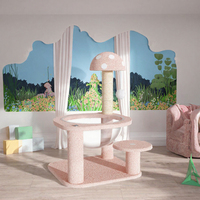 Arbre à chat d'intérieur en sisal rose écologique, hauteur 65 cm, emballé en carton