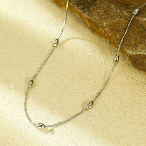 NIMAI nouveauté 18 K or planté en acier inoxydable chaîne collier bijoux perles ovales chaîne pour les femmes - Product Image 4