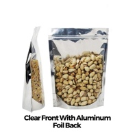 Vente en gros de papier d'aluminium réutilisable écologique de qualité alimentaire sac d'emballage de bonbons en plastique transparent debout avec fermeture éclair