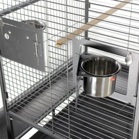Cage à oiseaux de luxe écologique en acier inoxydable avec plateau en plastique, cage de vol robuste pour l'élevage d'oiseaux, grande cage pour perroquets et ara avec roulettes