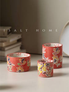 Tasses à café, thé au lait et desserts en brocart rouge style peinture à l'huile vintage French <span class=keywords><strong>Table</strong></span> <span class=keywords><strong>Passion</strong></span> - Product Image 2