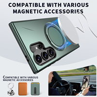 Pour S26 Ultra S25 FE S24 S23 Plus, coque de téléphone magnétique antichoc, étanche, avec recharge sans fil, anneau métallique rotatif à 360°