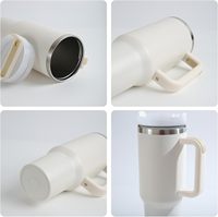 Gobelet en verre de 40oz en acier inoxydable anti-éclaboussures personnalisé avec poignée et paille