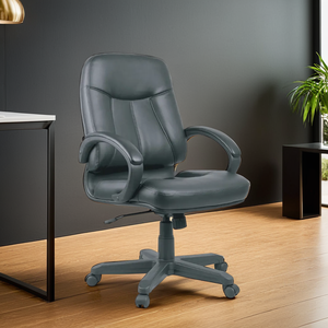 Silla de oficina ejecutiva moderna Cojín giratorio de cuero mediano con Armpad Compra a granel de espuma para muebles - Product Image 1