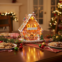 Village de Noël Animé en Pain d'Épices avec Lumières LED Colorées – Décoration de Fêtes 2026 – Cadeaux en Gros