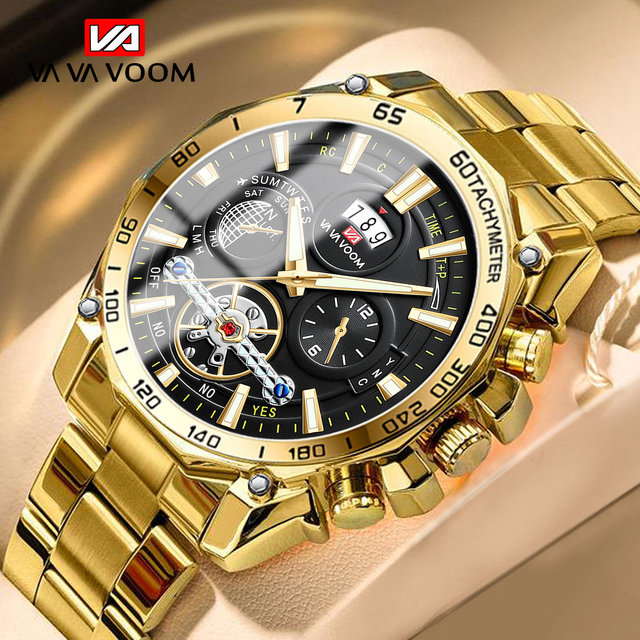 VAVA VOOM Wholesale Stainless Steel Band Casual Tourbillon Luminous Hand Watch Original Design 3bar Waterproof Classic Men Watch