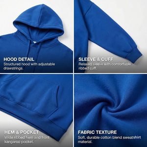 Sudadera con Capucha de Felpa de Algodón de 400GSM, Gruesa, Oversize, Hombros Caídos, Unisex, Lisa, para Estampar, Pullover, de Bajo Costo, Personalizable, Estilo Urbano - Product Image 4