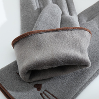 Gants d'hiver vintage pour femmes, couleur unie, doigts sensibles au toucher, thermiques, légers, pour le shopping et la marche