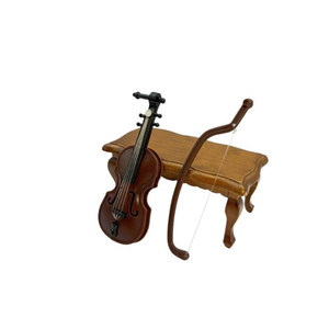 Ensemble personnalisé 3 en 1 : mini archet de violon, tabouret en bois et modèle de scène musicale pour <span class=keywords><strong>maison</strong></span> de poupée <span class=keywords><strong>à</strong></span> grain de bois simulé, pour décoration DIY, accessoire photo et fêtes - Product Image 1