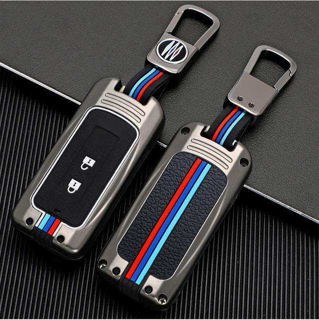 Zinc Alloy Car Key Cover Cases Shell Fit for Mitsubishi Outlander Lancer with Fluorescent Tricolor Strip 3 Buttons