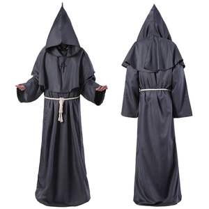 Halloween Monk Hooded Robes Cloak Cape Medieval Monk Robe Priest Robe Cosplay Costume For Men