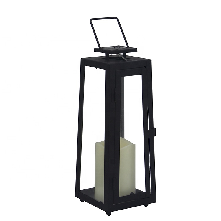 Black Metal Opknoping Outdoor Waterdichte Zonne-Energie Kaars Lantaarn Voor Tuin Decor