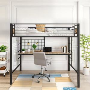 Cama Alta de Acero Premium con Escritorio, Diseño Moderno que Ahorra Espacio, Cama Alta para Adultos, Estructura Metálica Resistente, Fabricante de Camas - Product Image 3