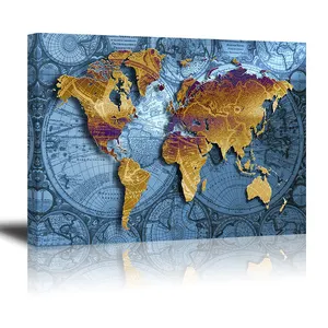 Extra Large 5 meters World Map Pictures Painting Canvas Wall Art Prints for Great Wall decor for Living room