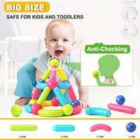Juego de Construcción Magnético STEM, Bloques Magnéticos, Juguetes para Niños, Palos de Ensamblaje Seguros, Bolas y Varillas Magnéticas, Constructor