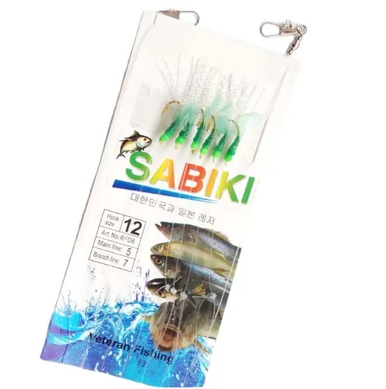 זוהר צבעוני חרוזים ירוק Sabiki שרימפס קטן מיובש דיג וו מלוחים פיתיון אסדות sabiki וו
