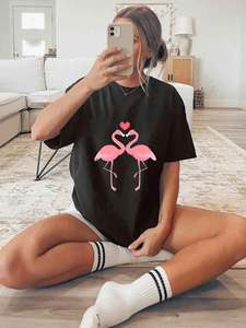T-shirt personnalisé respirant en Spandex/Coton pour femme avec logo/emblème de chat imprimé sur la poitrine, motif sportif décontracté, dessin animé - Product Image 6